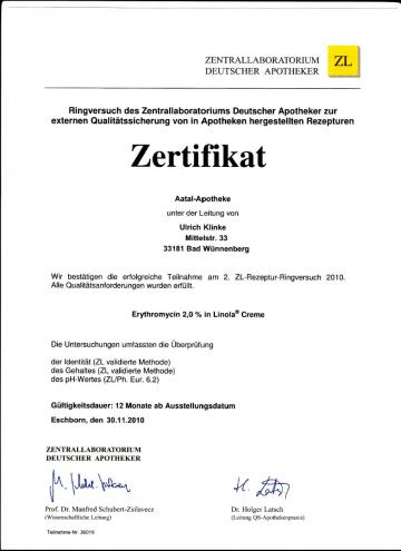 Zertifikat 2010